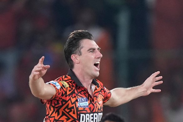 Pat Cummins in action for Sunrisers Hyderabad.