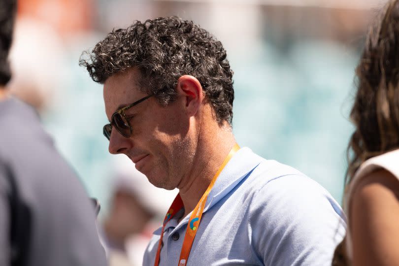 Rory McIlroy from Northern Ireland leaves the stadium match on Day 5 of the Miami Open