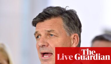 Australia news live: Angus Taylor says booing on Anzac Day ‘shouldn’t happen’ but welcome to country ‘overused’; Victoria announces 20% car rego rebate | Australia news