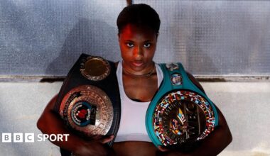 Caroline Dubois poses with her WBC lightweight title