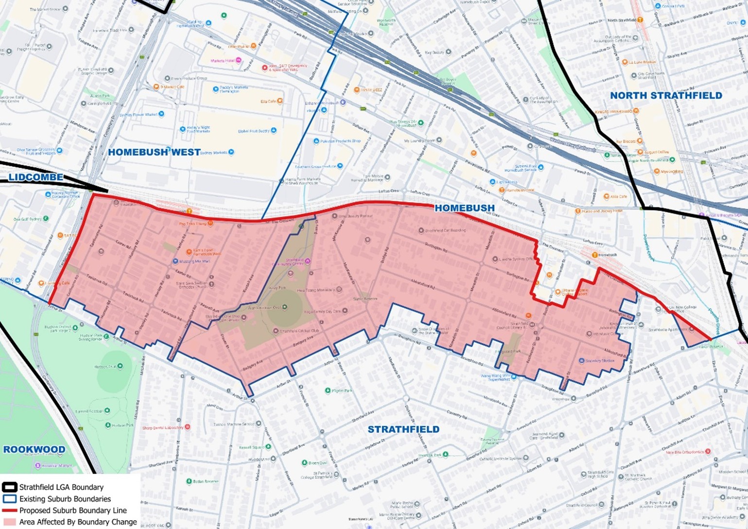 a map with a large section highlighted in red