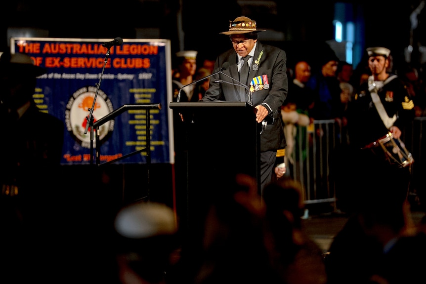 Uncle Ray Minniecon delivers the Acknowledgement of Country 2500426 in sydney