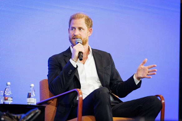 Prince Harry speaking at the InterEdge Summit in Melbourne on Thursday.