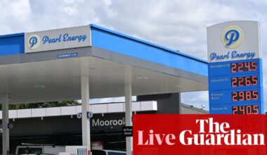 Australia news live: petrol prices fall 20 cents a litre in two days in capital cities; ASX tumbles after Trump speech | Australia news