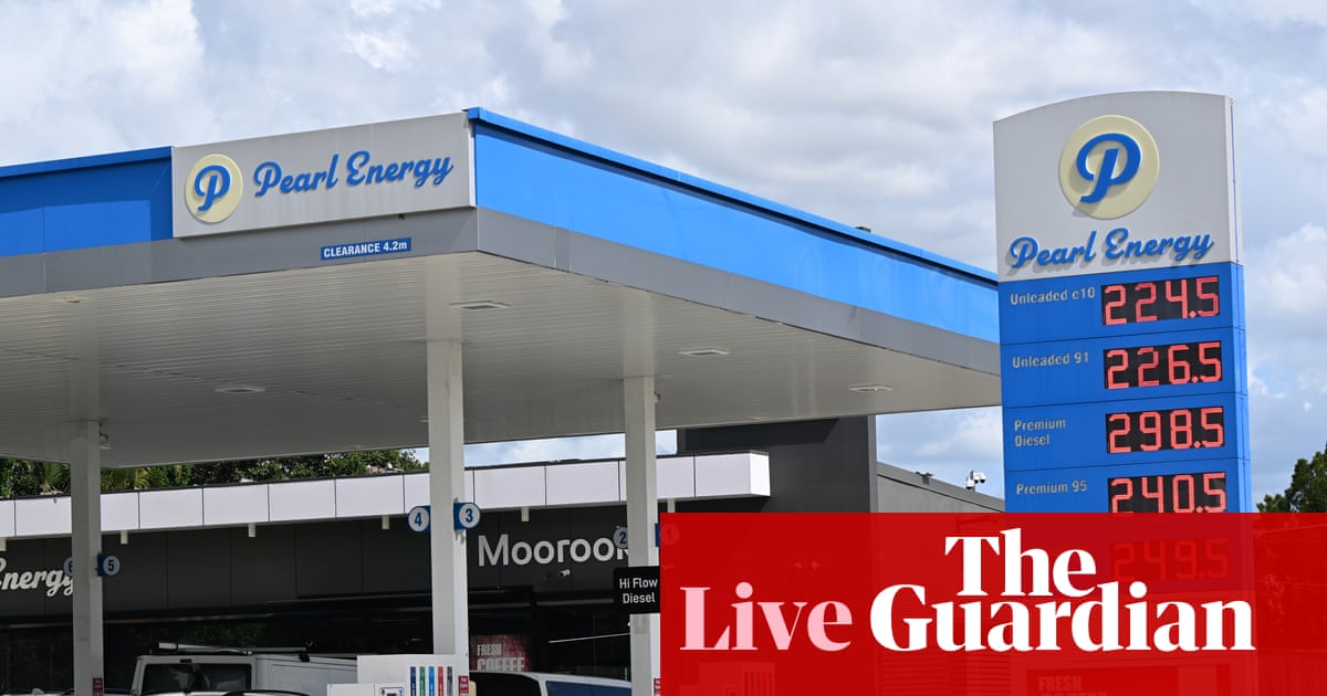 Australia news live: petrol prices fall 20 cents a litre in two days in capital cities; ASX tumbles after Trump speech | Australia news