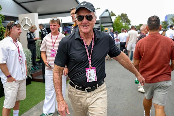 Australian golfing great Greg Norman at the Australian Formula 1 Grand Prix earlier this year.