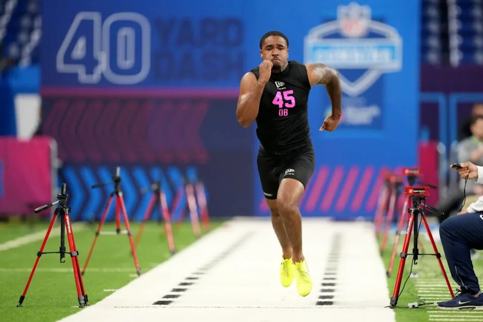 Southern California defensive back Kamari Ramsey (DB45) during the NFL Scouting Combine at Lucas Oil Stadium.