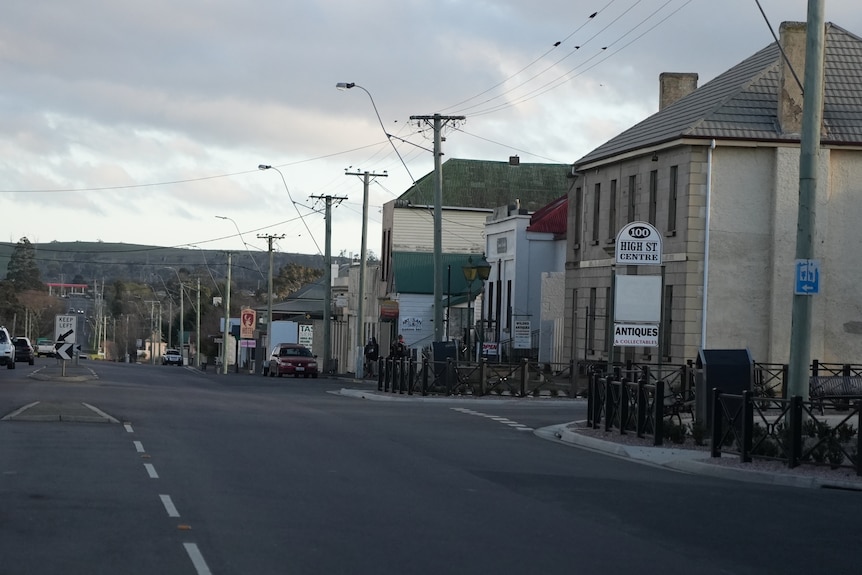 Midland Highway, Campbell Town on a grey day during a power outage