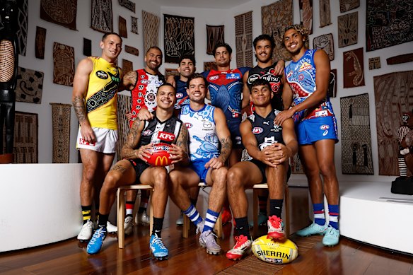 Indigenous players during last year’s Sir Doug Nicholls Round.