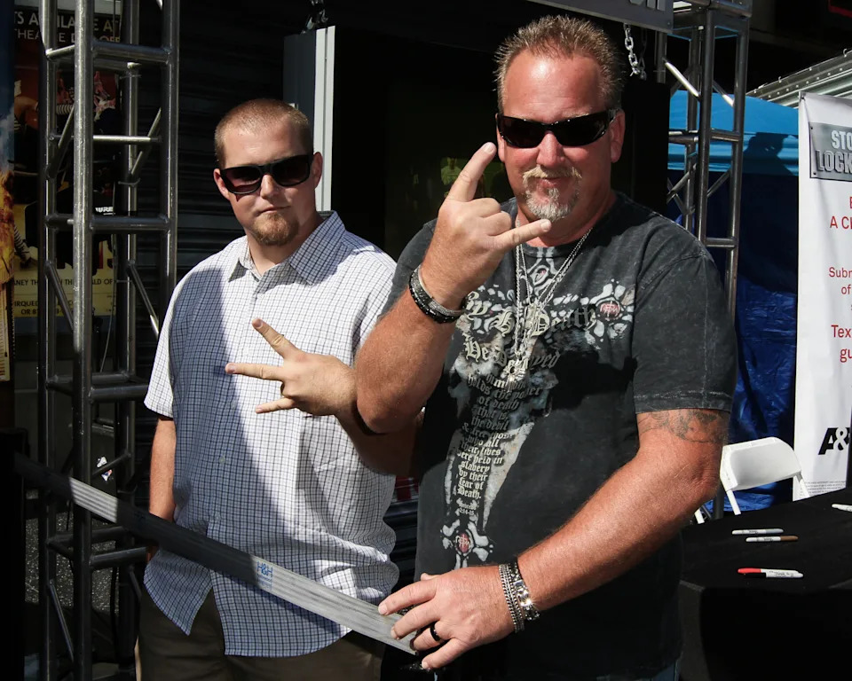 “He had other things also,” Laura continued about Sheets (pictured here with his son in 2012) . “Relationships, love interests and stuff that would go up and down, but [he] truly, truly was a wonderful, loving person who believed in God.” FilmMagic