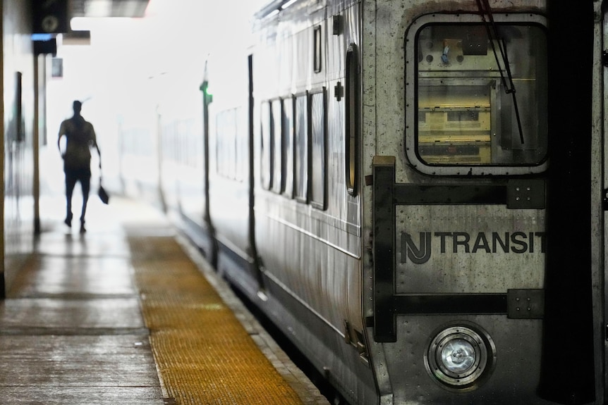 A New Jersey Transit train in the station.
