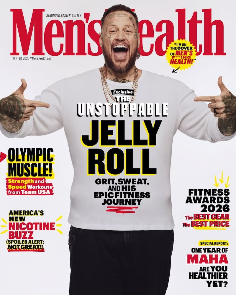 Jelly Roll appeared on the cover of Men's Health in January 2026.