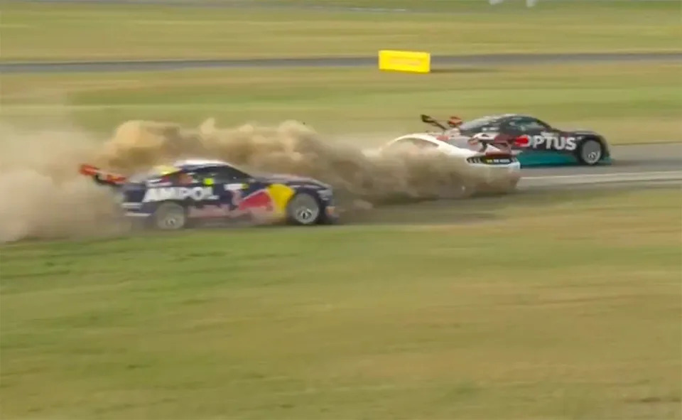 Chaz Mostert and Will Brown, pictured here narrowly avoiding crashing into Brodie Kostecki.