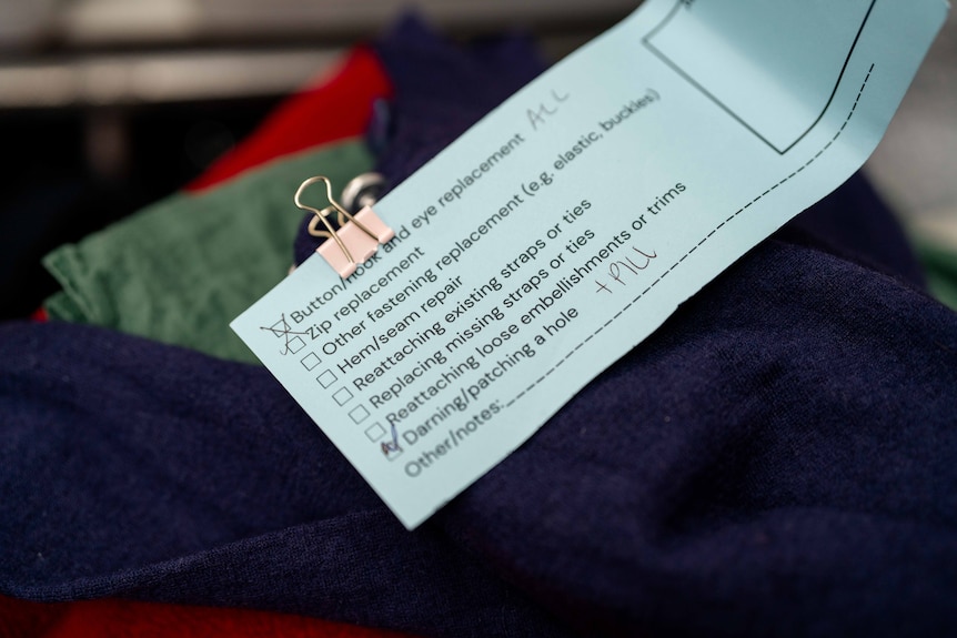 A form attached to clothing