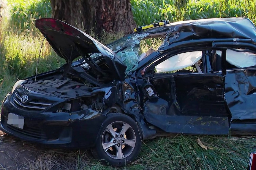 The scene of an Adelaide Hills crash involving a truck and a car.