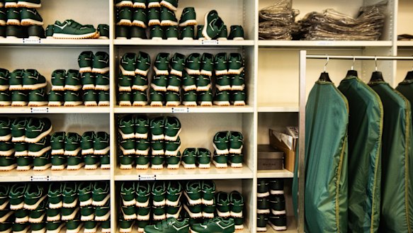 The prison-made shoes supplied to all inmates.