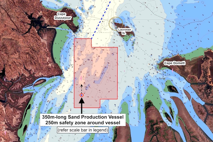 map shows the proposed operational area within the cambridge gulf