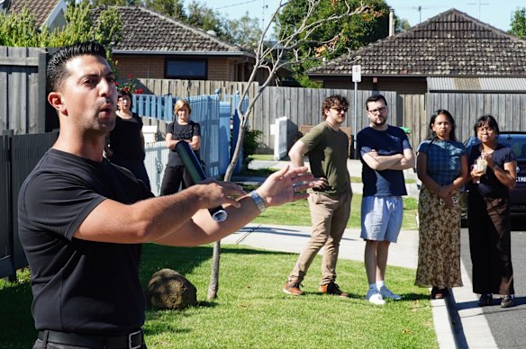 Auctioneer Joseph Luppino worked hard to sell the three-bedroom house in West Footscray. 