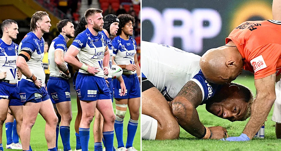 Bulldogs star Viliame Kikau suffered a pec injury in a loss to the Broncos that also saw four teammates placed on report. Pic: Getty