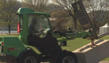 Construction begins at Point State Park for NFL draft