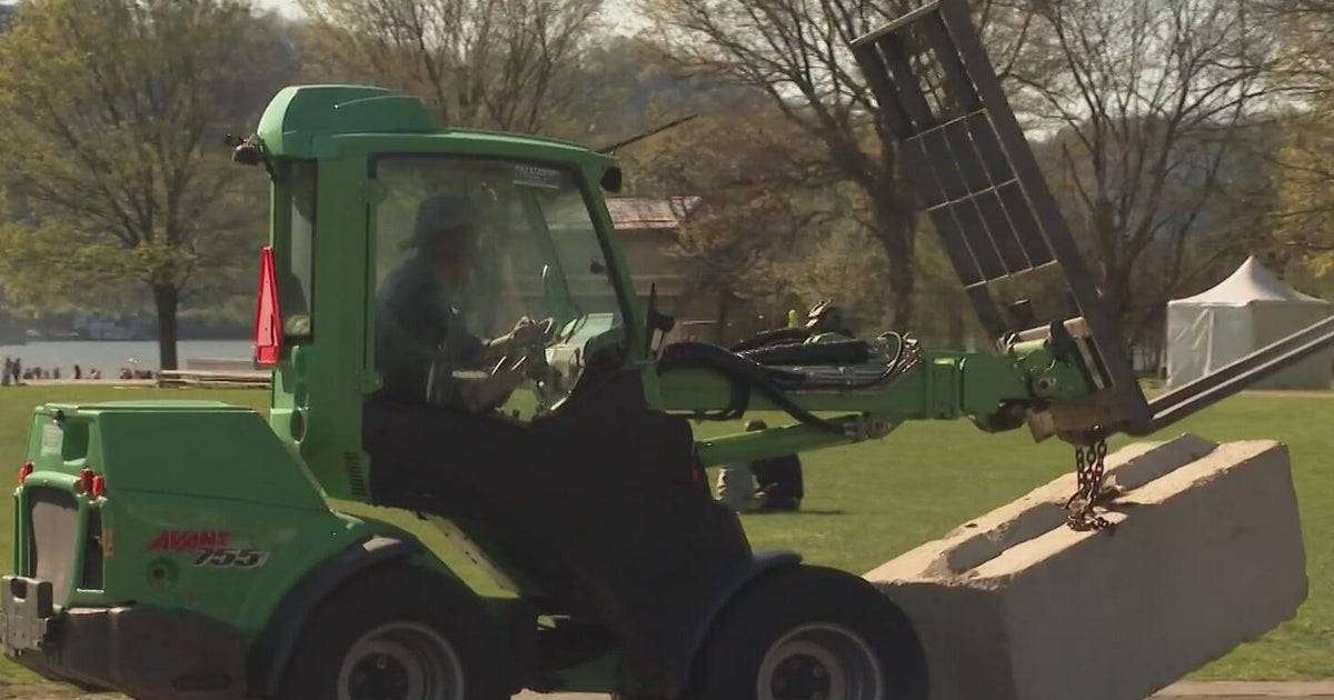 Construction begins at Point State Park for NFL draft