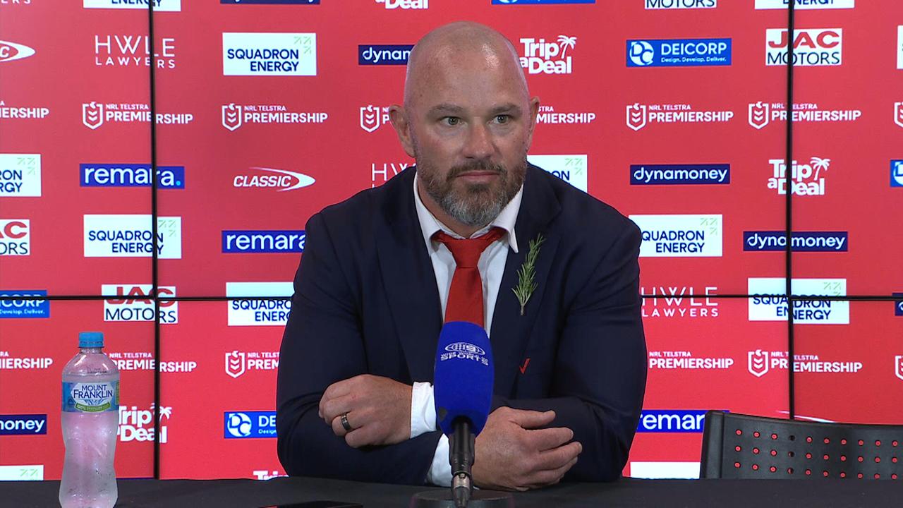 Dean Young promises to make changes in Illawarra Dragons press conference, ANZAC Day disaster against Roosters, Kade Reed debut