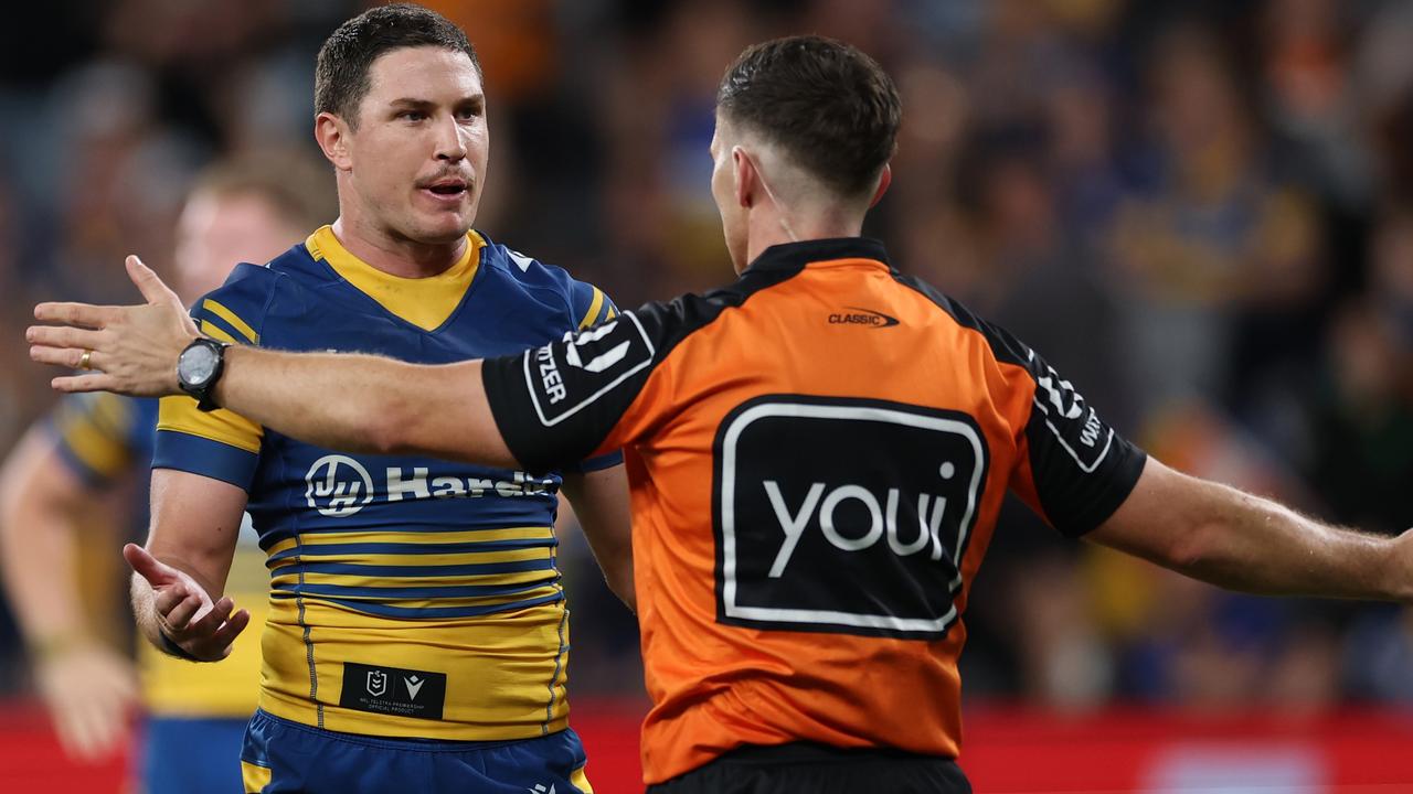 NRL 2026 news, Mitchell Moses sent warning over touching referees, badgering officials, Parramatta Eels vs Wests Tigers, Round 6