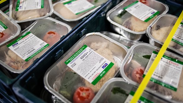 Some of the premade, frozen food which is heated and served to inmates.