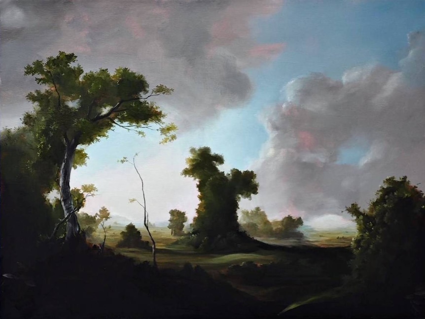 a landscape with trees that look like fungus spreading across the page in fractals