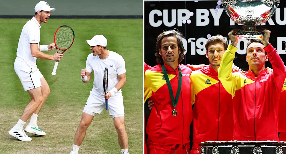 Jamie Murray and Roberto Bautista Agut with fellow tennis players.