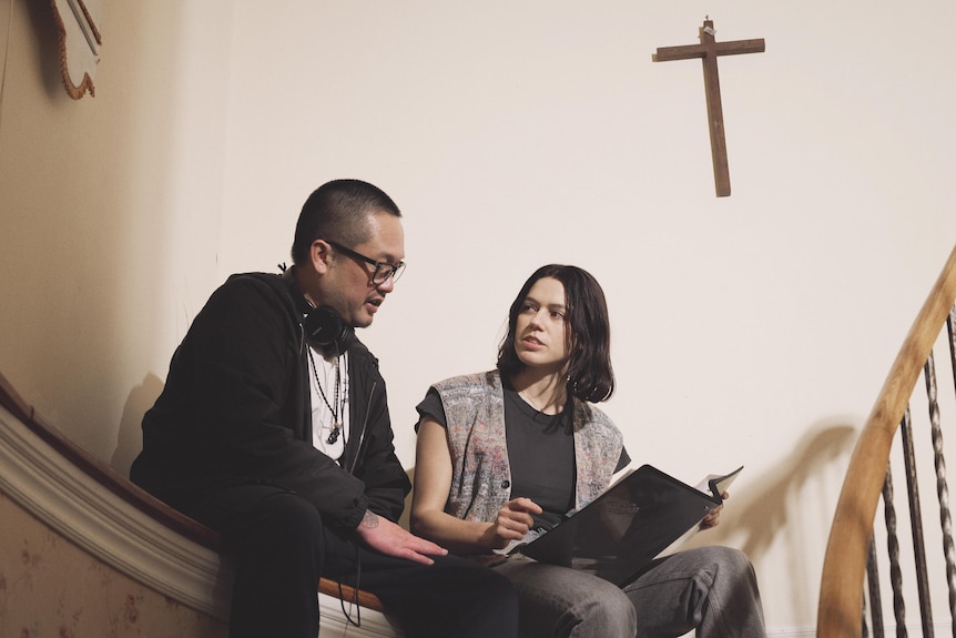 Undertone writer/director Ian Tuason with his lead Nina Kiri