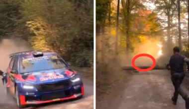 Max Verstappen’s dad Jos in big crash at Rallye de Wallonie 2026 as Red Bull sponsored Skoda flips over after hitting tree