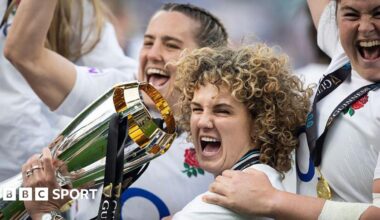 Ellie Kildunne with Women's Six Nations trophy