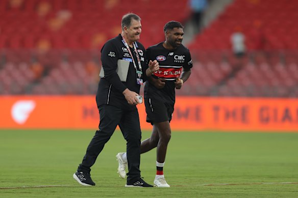 Ross Lyon and recruit Liam Ryan, who is one of seven Indigenous players on the club’s list.