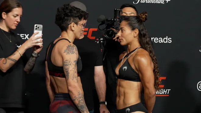 Virna Jandiroba vs. Tabatha Ricci, UFC Fight Night 272 weigh-ins faceoff