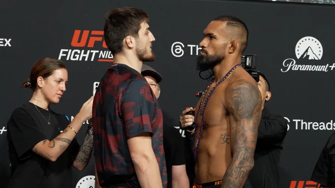Abdul Rakhman Yakhyaev vs. Brendson Ribeiro, UFC Fight Night 272 weigh-ins faceoff