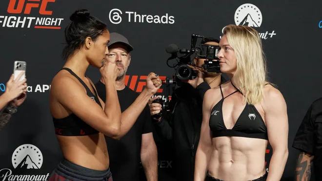 Alice Pereira vs. Hailey Cowan, UFC Fight Night 272 weigh-ins faceoff