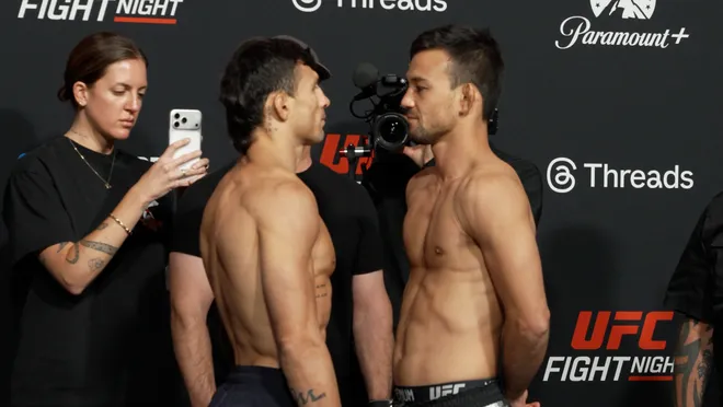 Alessandro Costa vs. Stewart Nicoll, UFC Fight Night 272 weigh-ins faceoff