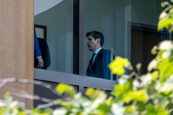 Sam Altman inside the courthouse on Tuesday. 