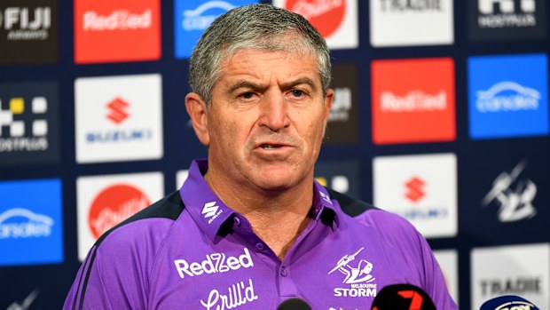 MELBOURNE, AUSTRALIA - FEBRUARY 07: Melbourne Storm General Manager Football, Frank Ponissi speaks to the media during a Melbourne Storm NRL captaincy announcement at AAMI Park on February 07, 2024 in Melbourne, Australia. (Photo by Josh Chadwick/Getty Images)