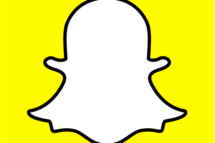 A logo with a yellow background under a white ghost symbol outlined in black.