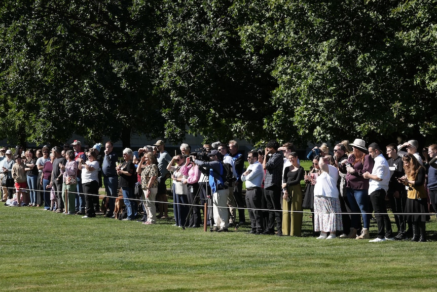 Crowd at War Memorial for Prince Harry visit