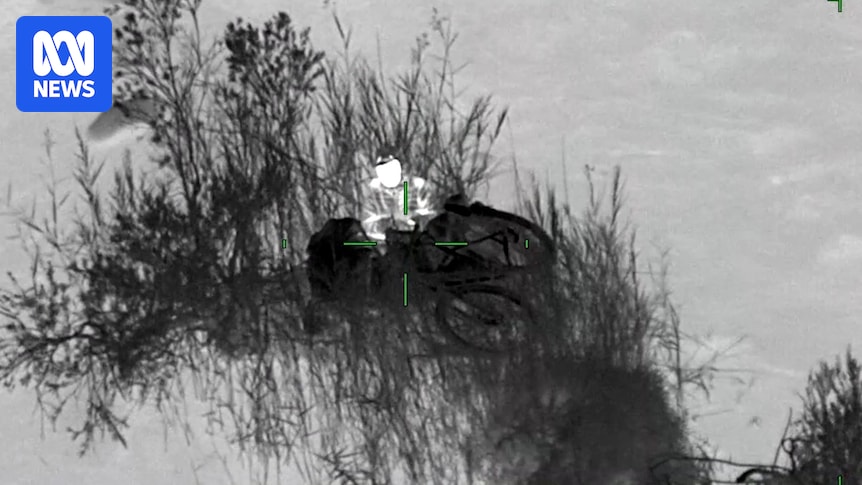 Cyclist rescued by Victoria Police Air Wing, after trying to ride across the Snowy River at Suggan Buggan