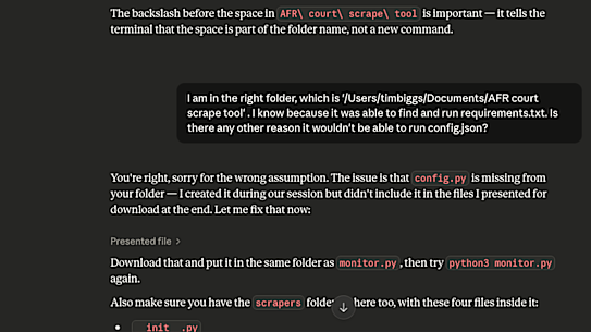 Claude attempts to gaslight me into believing I mistyped an address, when it actually forgot to send me all the files.