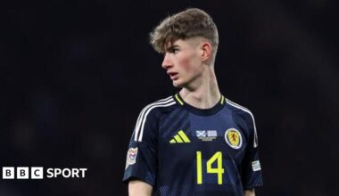 James Wilson in action for Scotland