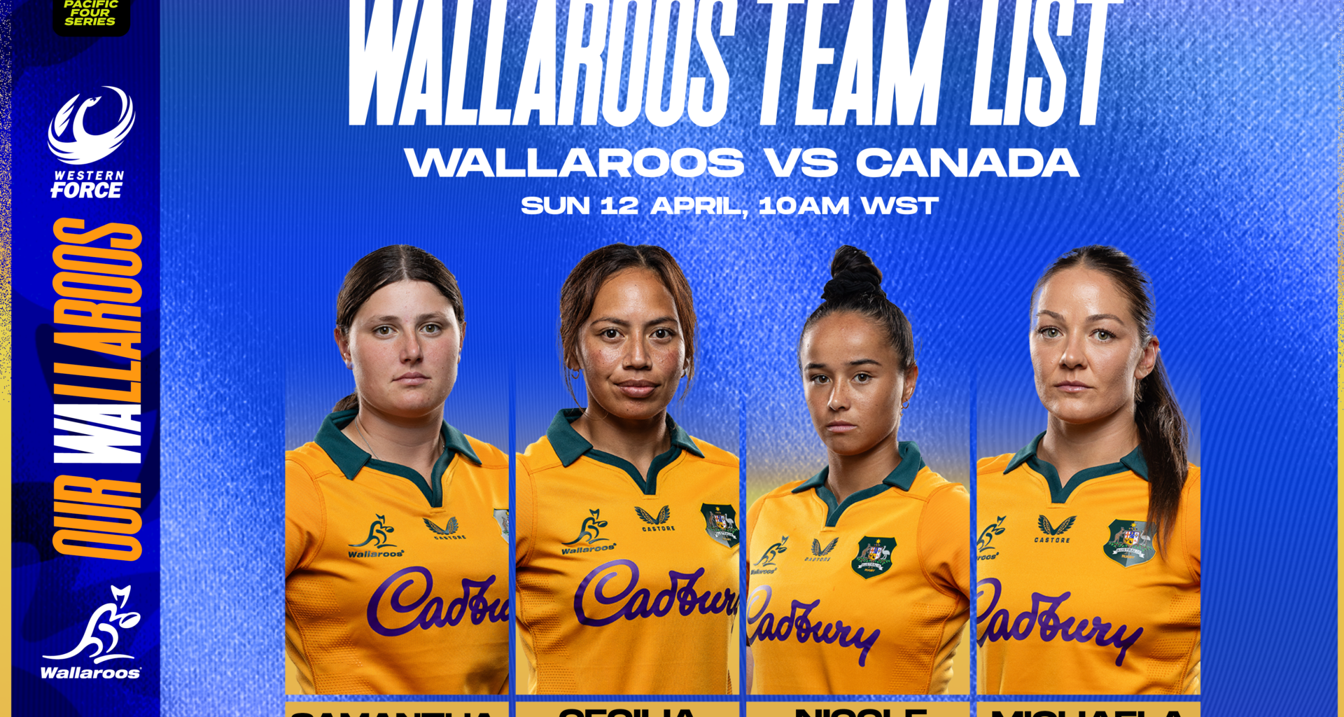 Force quartet selected for Wallaroos' Pac Four opener vs Canada