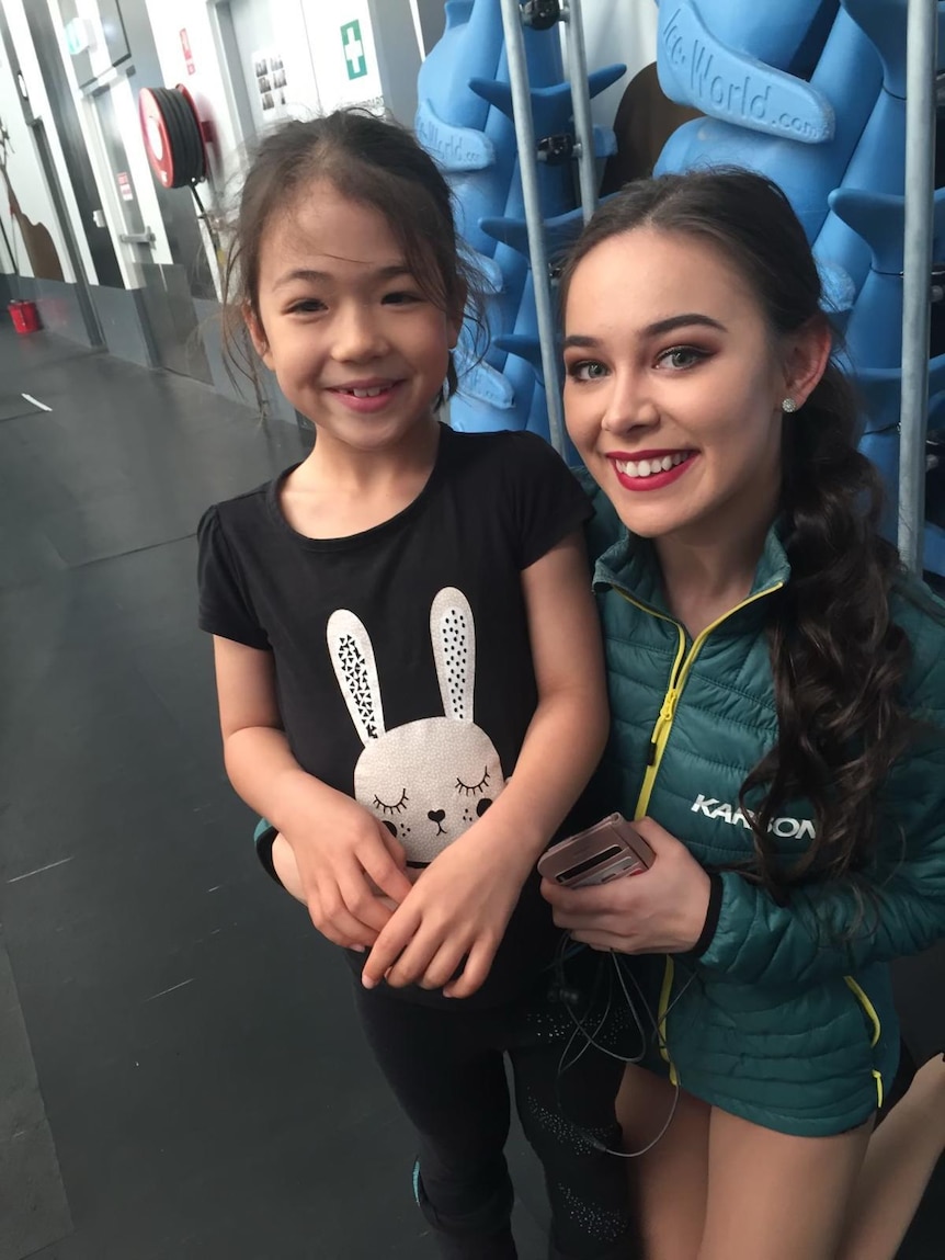 Hana Bath with her Australian figure skating idol Kelani Crane