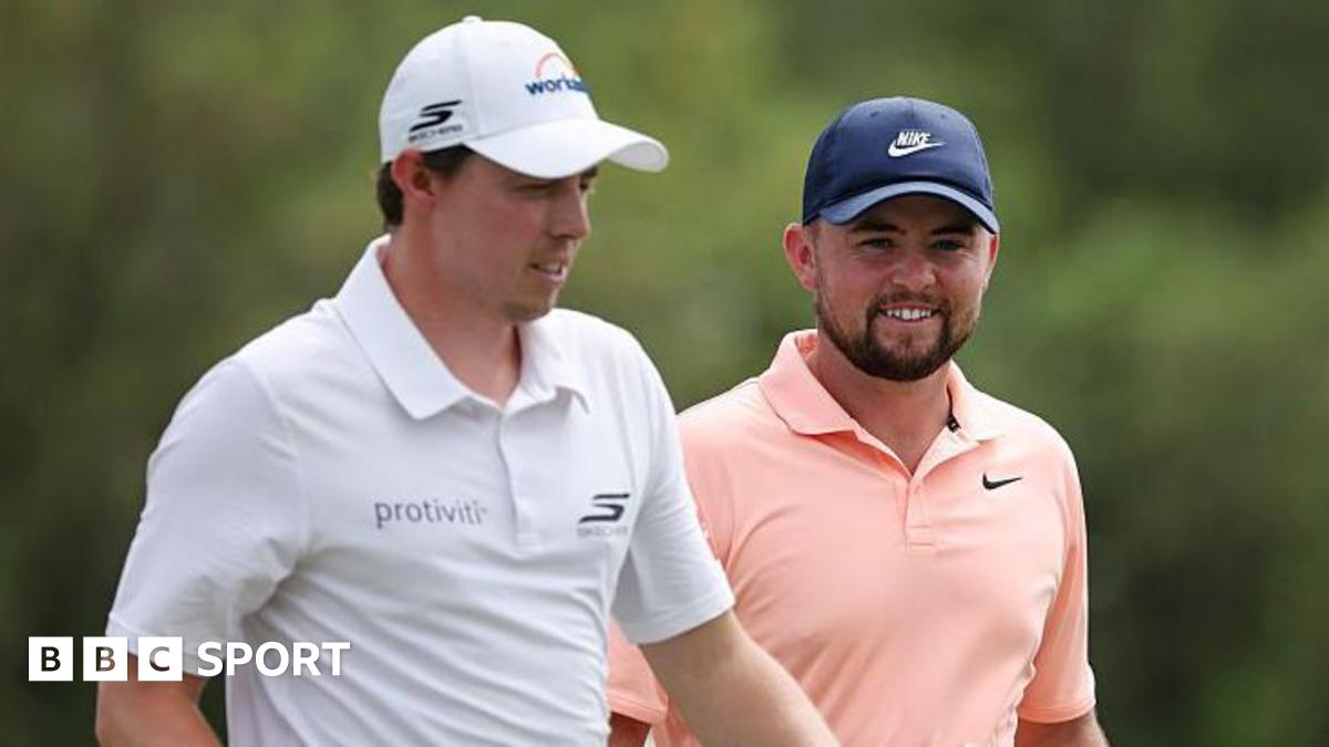 Matt Fitzpatrick and Alex Fitzpatrick smiling while playing in the third round of the Zurich Classic of New Orleans