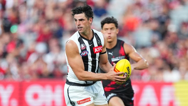 Scott Pendlebury and his Collingwood teammates led Essendon a merry dance in a 77-point MCG mauling. 