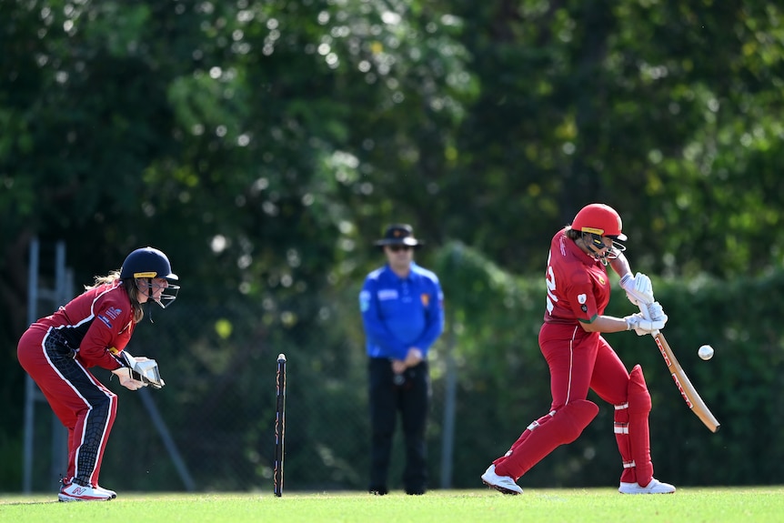 A cricket game underway